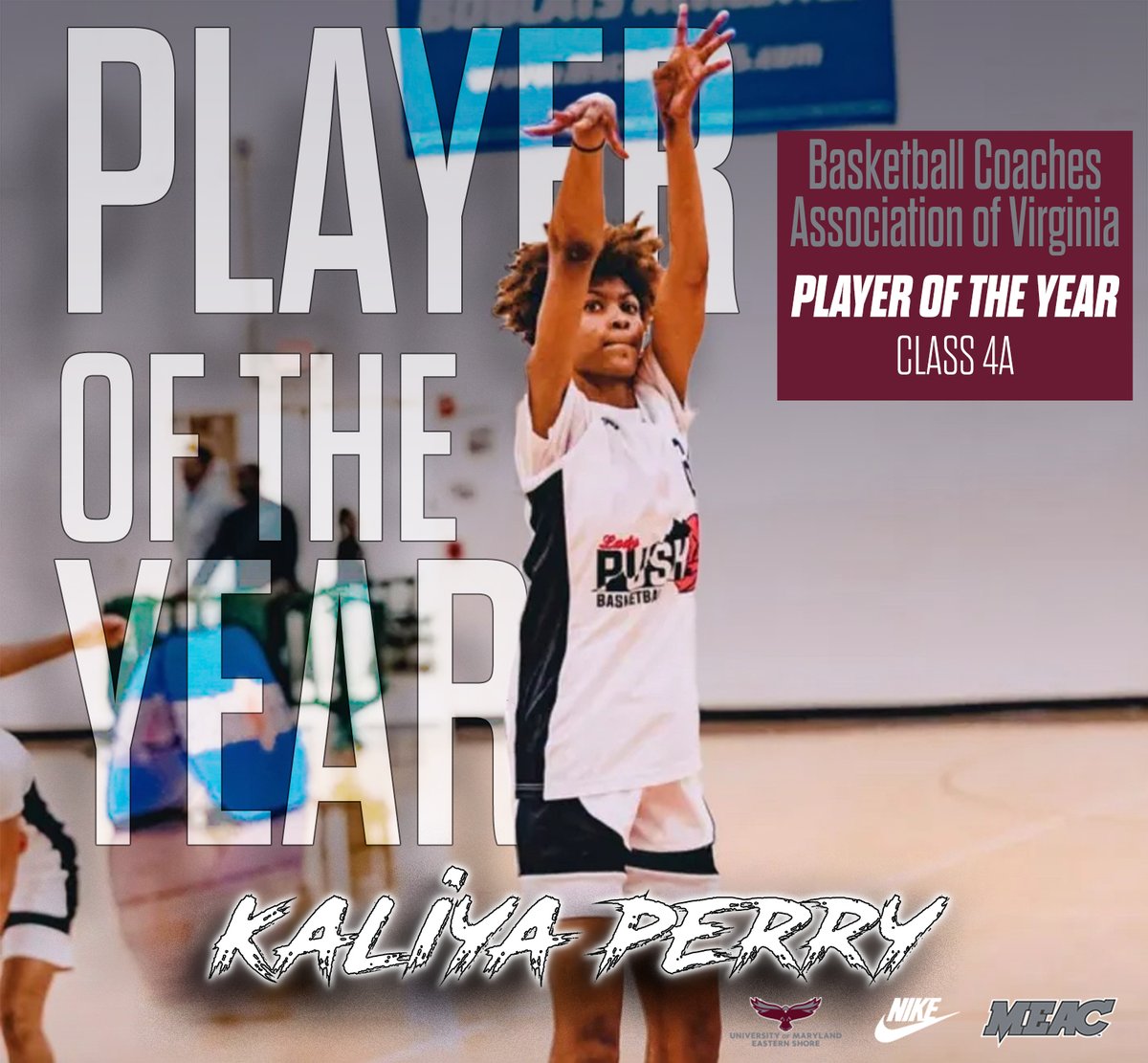 UMES signee Kaliya Perry was named the Basketball Coaches Association of Virginia Class 4A Women's Player of the Year!

From Hampton, VA, Perry signed with UMES in November. The 6-foot forward helped lead Hampton HS to the 4A State Semifinals!

#HawkPride | #SoarAboveandBeyond