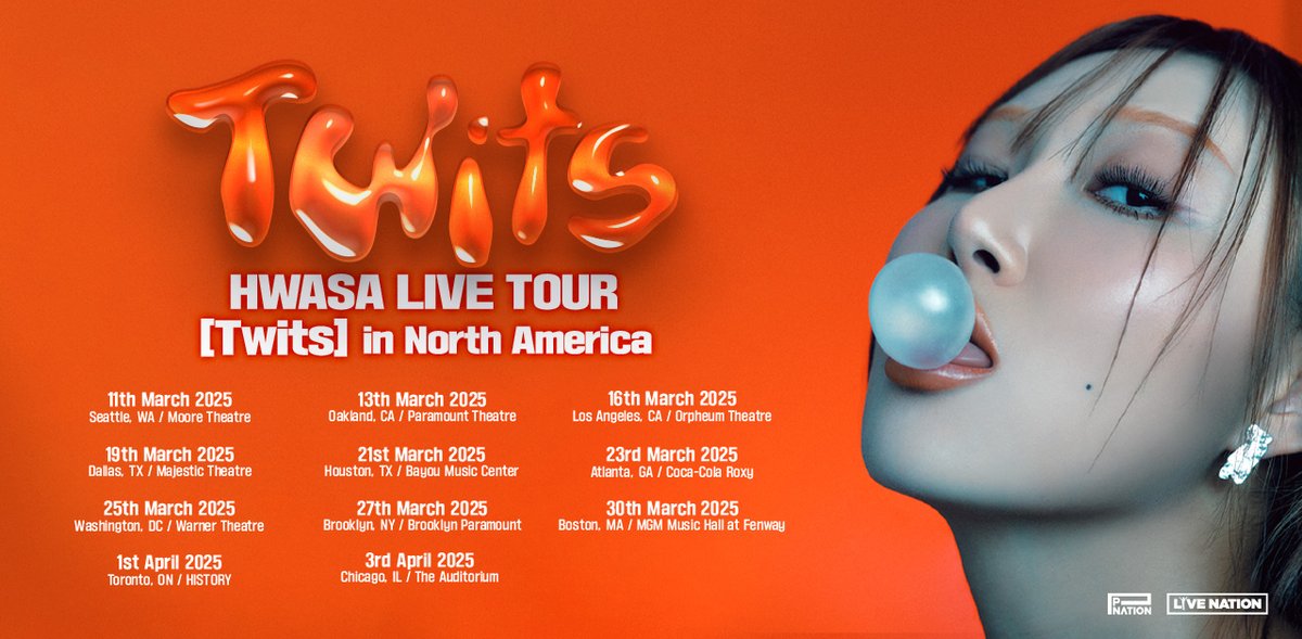 AnataHatara's tweet image. Hwasa Tickets

HWASA LIVE TOUR [Twits]
27 Mar • Thu • 20:00 • 2025
@ Paramount Theater Brooklyn, New York, USA

Buy Tickets : prf.hn/l/Pl3b9jE/

#Hwasa #HwasaTickets #HwasainNewYork #HWASA_Twits_NA