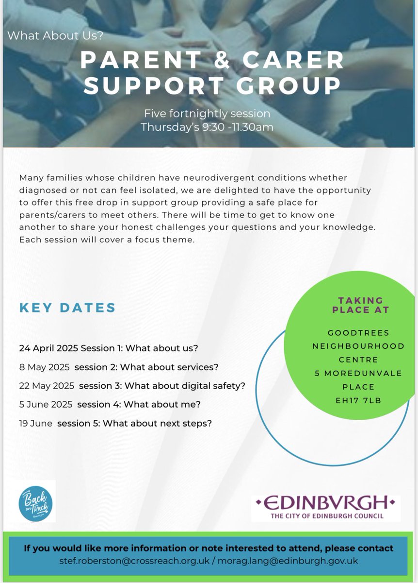 We are pleased to share information about a local parent and carer support group.
 
This group is intended for parents/ carers of children with neurodivergent conditions, whether diagnosed or not.

More info⬇️