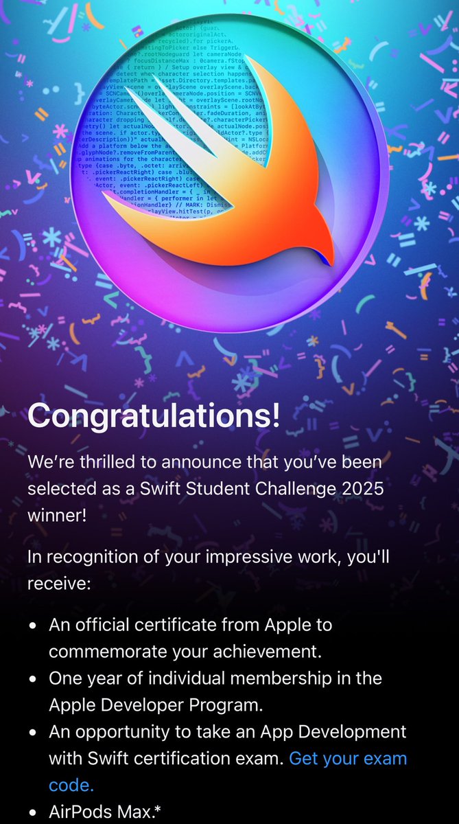 BarisCanCeylan's tweet image. Swift Student Challenge 25 Winner.
#SwiftStudentChallenge #WWDC25