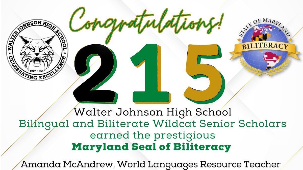 🎉 215 Senior students at Walter Johnson High School earned the #MDSealofBiliteracy in over 20 languages including ASL, Amharic, Arabic, Spanish, French, and more. That’s multilingual leadership! 🌍 #MCPSProud @WJPrincipal #SoProud #HighestNumberofSealsinMCPS #Leadership