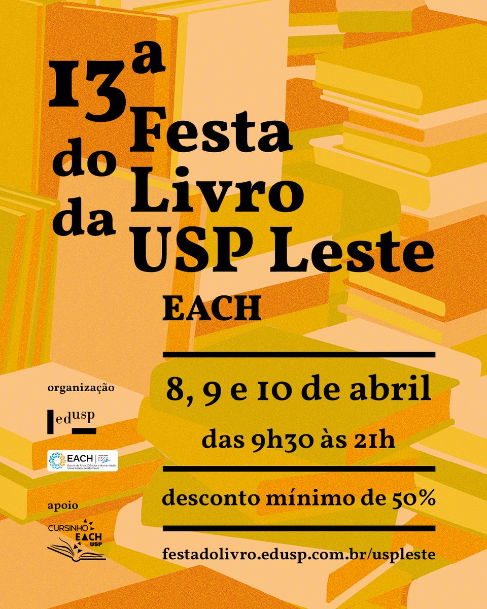 Está chegando a Festa do Livro!!!
Confira as editoras participantes e as informações do evento: festadolivro.edusp.com.br/uspleste