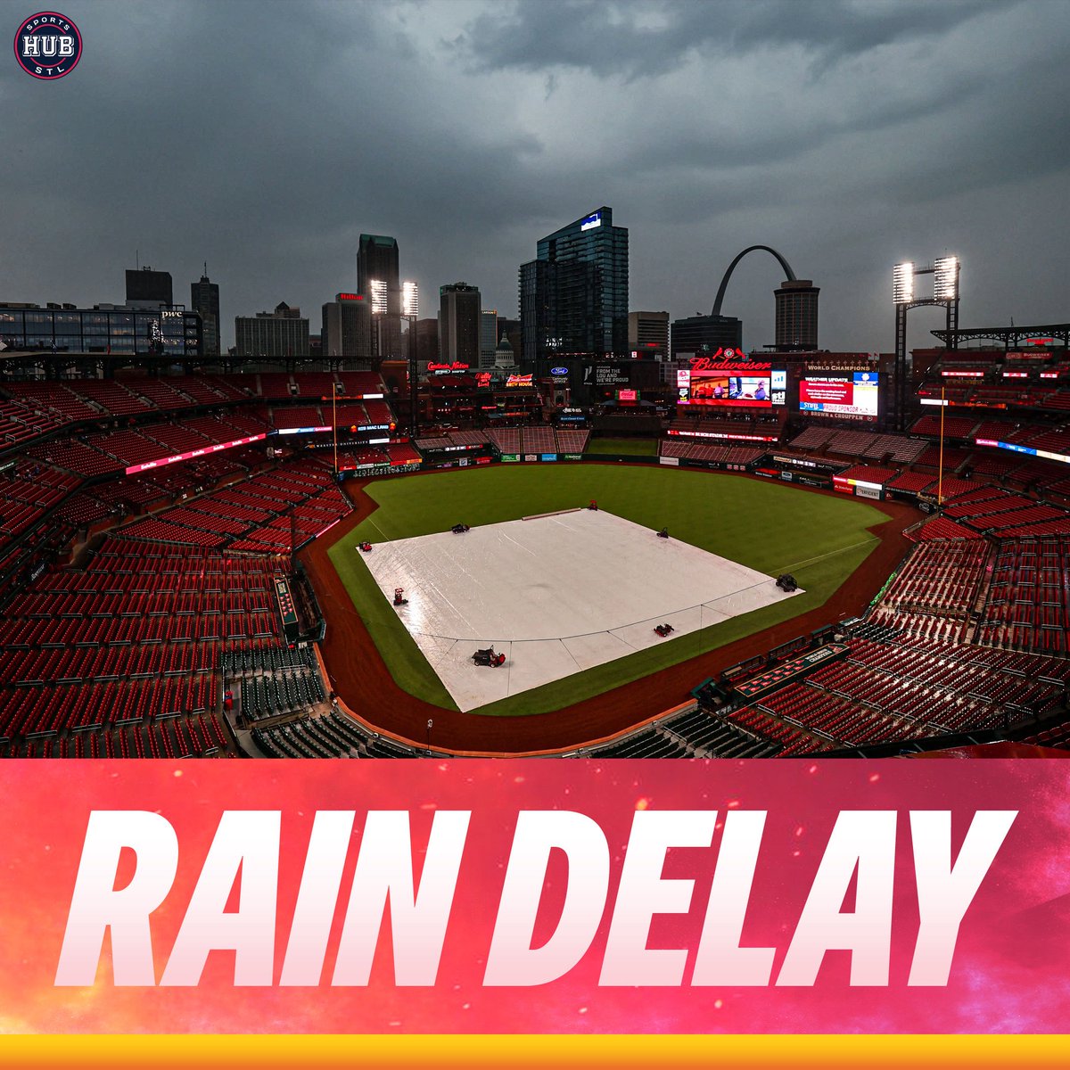 STLSprtsCntrl's tweet photo. The #STLCards will not start Opening Day on time

Due to rain in the area, the game is delayed with the start time TBD https://t.co/1RQZVvPF0b