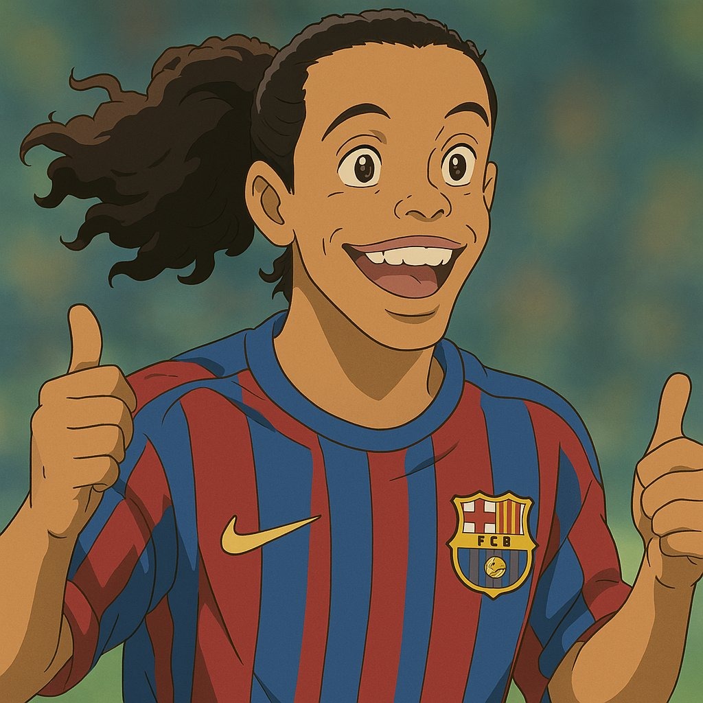 Ronaldinho Gaúcho com estilo Studio Ghibli, criado com o ChatGPT — Foto: Reprodução/X