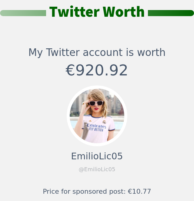 EmilioLic05's tweet photo. Mi valor en Twitter es de: €920.92

➡️ https://t.co/S0d3LhFOJz https://t.co/GtINz2bpb6