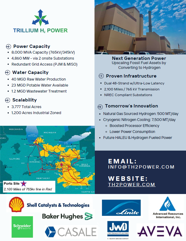 TrillumH2Power's tweet photo. 🔹 Business Developments from DCD Connect New York!  🔹

This week Trillium H2 Power appreciated the opportunity to attend DCD Connect New York 2025 and engage with industry leaders on the future of data centers, cryogenic cooling w/ liquid nitrogen, energy infrastructure, and low-carbon hydrogen power solutions. The conversations reinforced the growing demand for scalable, energy-resilient sites to support next-generation computing infrastructure.

💡 If you're looking for developable land with existing infastructure, we invite you to explore a prime site in Pike County, Ohio. This site offers:

✅ Ample acreage for large-scale development
✅ Strong utility and energy infrastructure
✅ Strategic location with workforce access

We’d invite you to connect with Trillium and continue the conversations sparked at #DCDConnectNYC exploring how we might work together to support your expansion plans!

We're always available to future partners at: info@tH2Power.com

#DataCenters #DigitalInfrastructure #ReliableEnergy #OhioDevelopment #TH2Power #HydrogenPower #CryogenicCooling