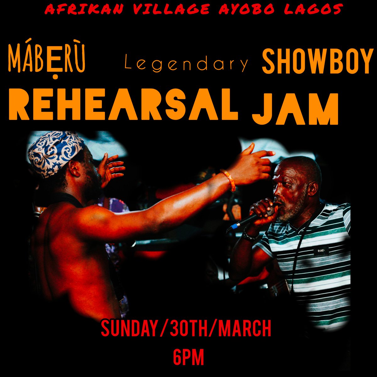 Sunday/30th/March
#afrikanvillagelagos
#afrobeat
#musicisweapon 
#holdtheline