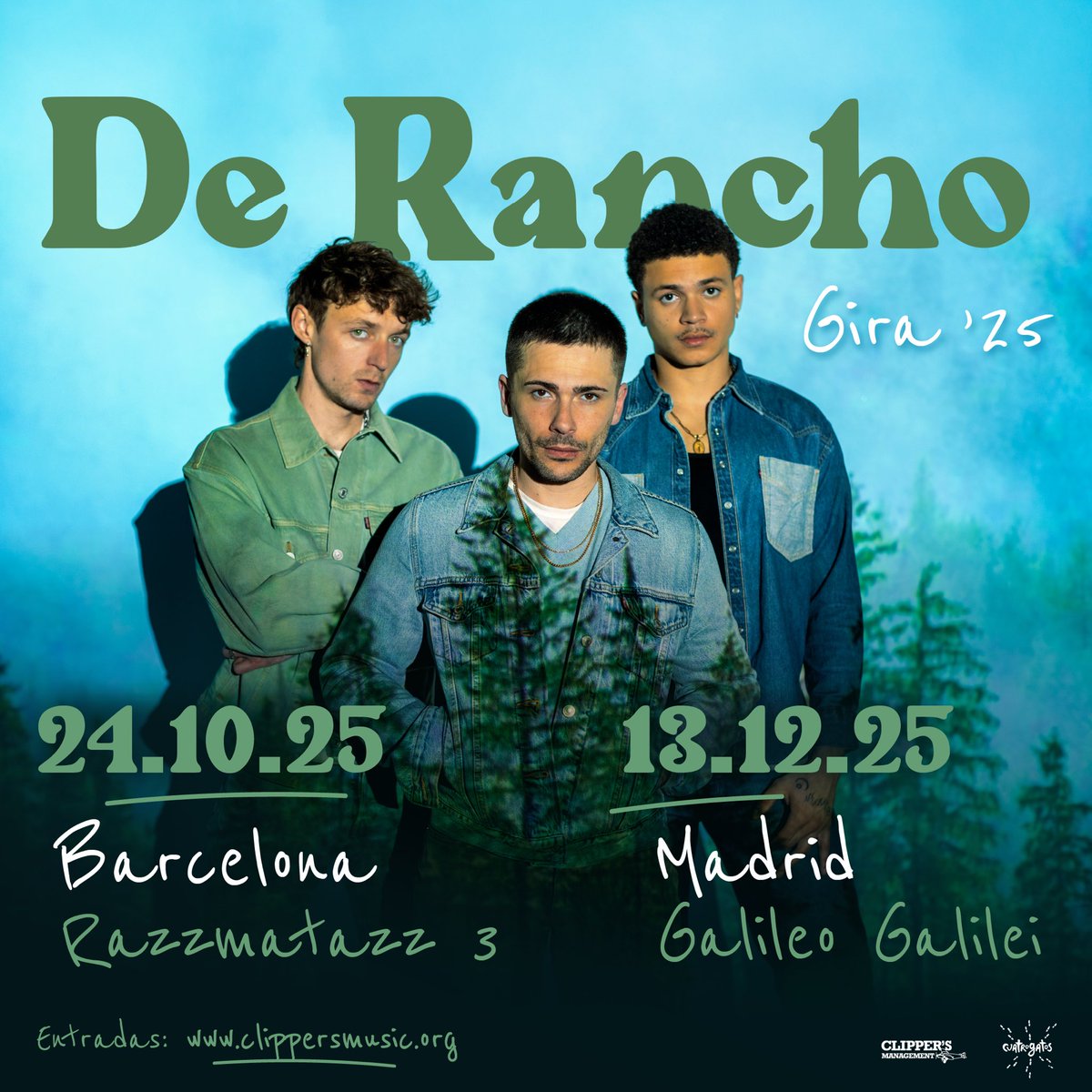 iLa banda madrileña De Rancho, una de las promesas más destacadas del pop-rock español actuarán en Barcelona y Madrid! 💥

24/10 - Barcelona, Sala Razzmatazz 3
13/12 - Madrid, Sala Galileo

🎫 Entradas ya disponibles a clippersmusic.org

¡No os lo podéis perder!
