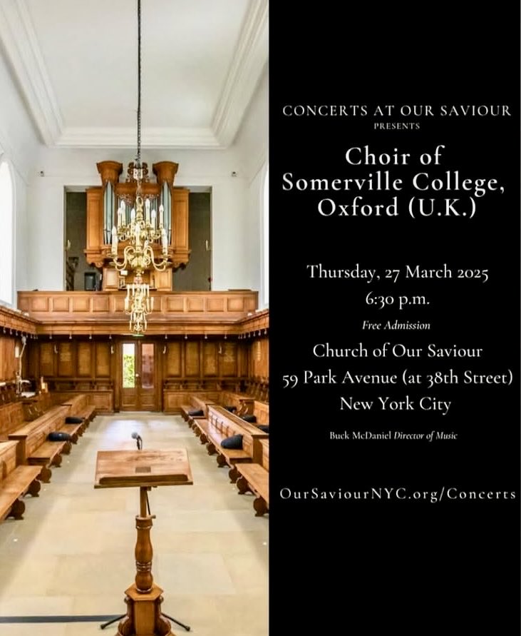 Sara Kalim (@kalimsara) on Twitter photo Tonight in NYC the âŠ<a href="/SomervilleChoir/">Somerville College Choir</a>â© at the Church of our Saviour. All welcomeâ Tonight in NYC the âŠ<a href="/SomervilleChoir/">Somerville College Choir</a>â© at the Church of our Saviour. All welcomeâ