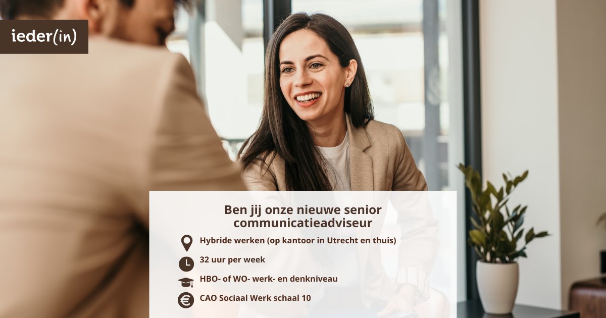 Iederin's tweet photo. Til jij onze communicatie &amp; socials naar het volgende niveau? Solliciteer nu als Senior #Communicatieadviseur bij @Iederin ! Meer weten? Kijk op https://t.co/oyAOdqI47T #vacature #communicatie #inclusie https://t.co/NIqZGRElgS