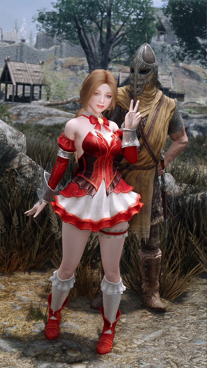 GarudaB1's tweet photo. New release! I do this because I want this outfit for Lily. This coutume is quite cute, I think some of you might like it.😁

[GarudaB] Dwarf_Draconic_Type2_SE by GarudaB.
https://t.co/pnQaK8blrA

P.S.
- 3BA bodyslide
- for AE/SE

#SkyrimSE #Skyrim https://t.co/JFcckB9LxJ