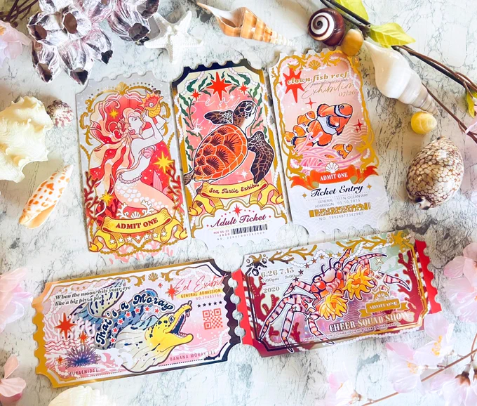 New tapes and postcards just dropped!!!! New Coral set featuring some of my favorite little reef guys 