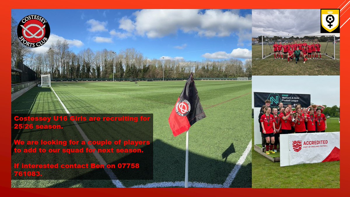 hallett1983's tweet image. @CostesseySports U16 girls are recruiting for next season.
