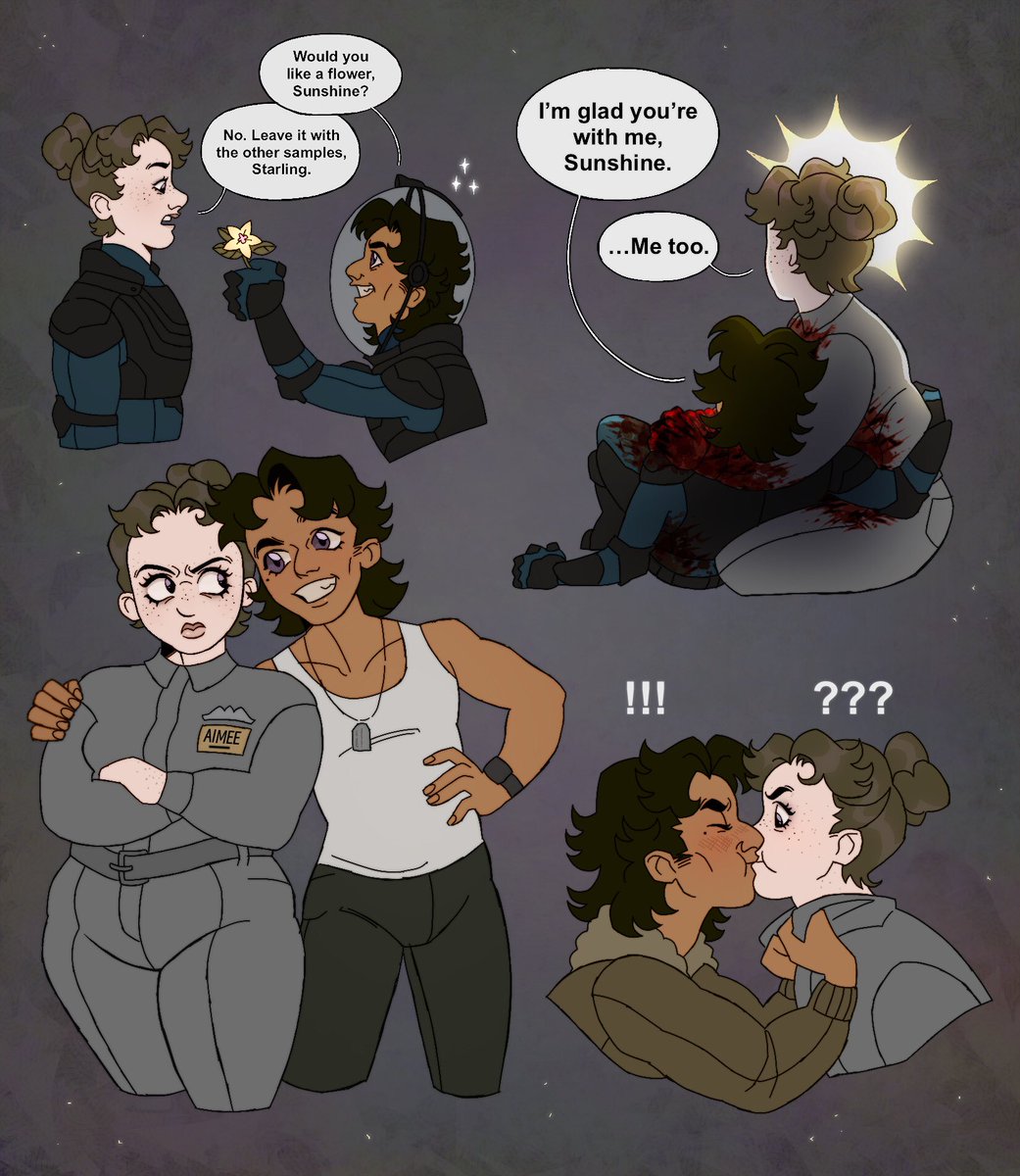 sackofbats's tweet image. Made an ALIEN AU for my OCs Renne &amp;amp; Aimee cuz I love the movies and tragic love stories&amp;lt;/3

Renne is a pilot and Aimee is the synthetic he’s in love with :3 Feat. #David8 cuz I love that menace&amp;lt;3

Ignore my sad attempt at a xenomorph😔