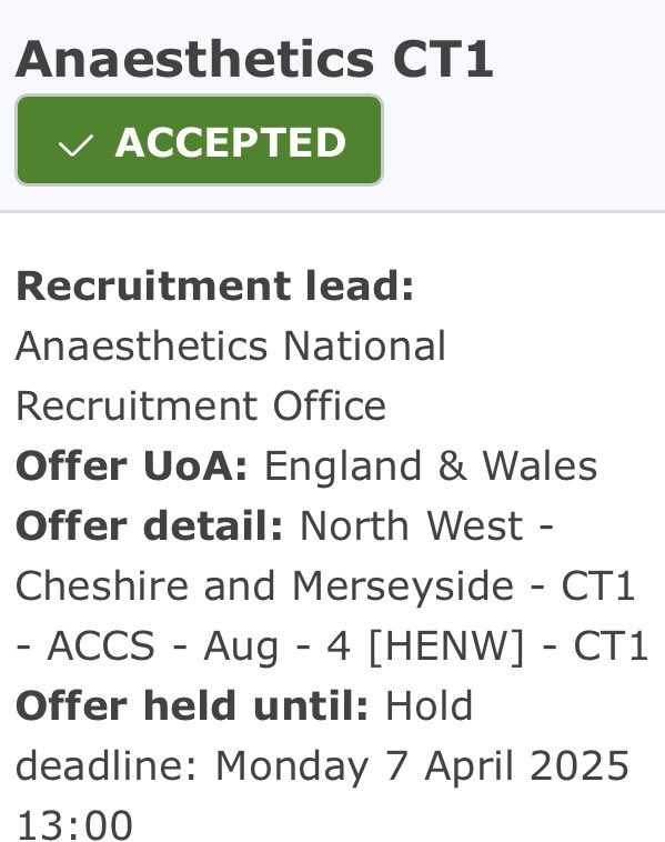 So excited to have accepted an ACCS anaesthetics job in Liverpool !! 🩺