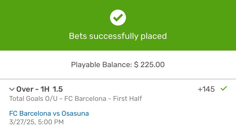 🇪🇸Spain La Liga

⚽️Osasuna @ Barcelona

🫡
#SportsBettingX #GamblingX #soccer #FCBarcelona