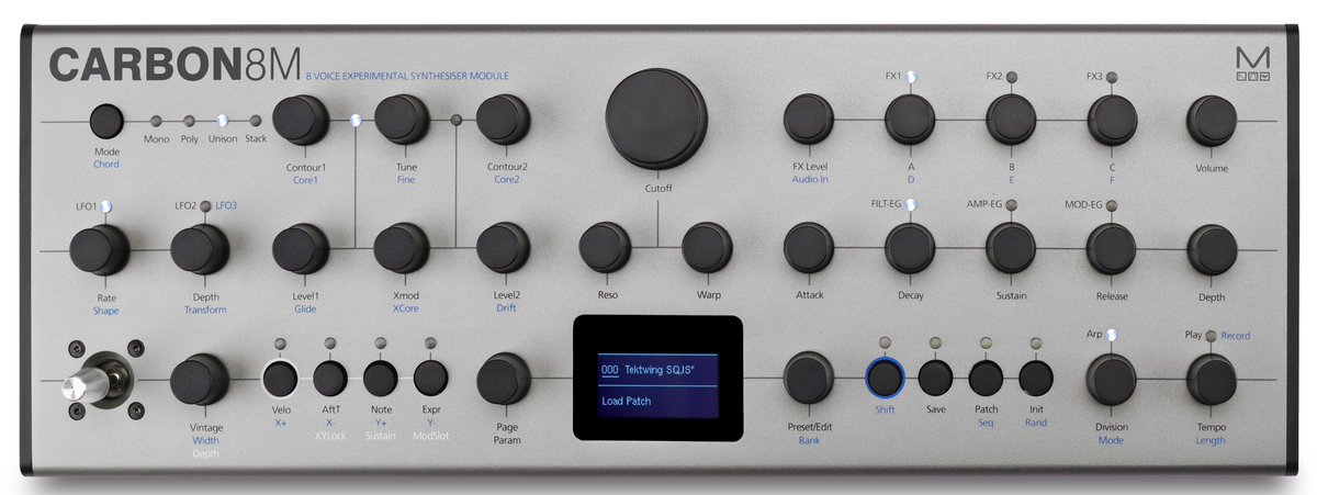 YSL_Pro's tweet image. We're excited to announce the @ModalElectronic CARBON8M is coming! 

The little sibling of the 37 key CARBON8 is an 8-voice experimental synth module that introduces radical new ways to create, experiment and perform next-generation synth sounds. Available to order now for $999🇨🇦