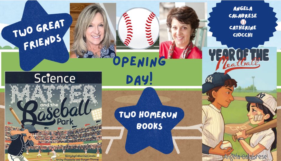 It’s Opening Day! Perfect for reading baseball books📚 ⚾️ YEAR OF THE MEATBALL-Angela Calabrese (Chicken Scratch Books) SCIENCE, MATTER &amp; THE BASEBALL PARK -Catherine Ciocchi (Gnome Road Pub)#baseball #matter #thebronx #kidlit