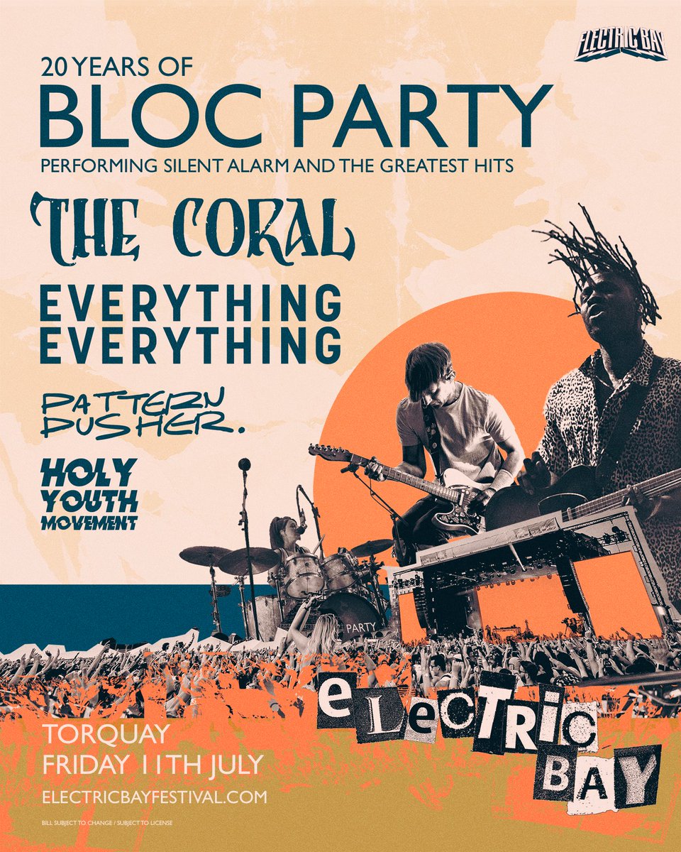 Holy Youth Movement (@hymovement) on Twitter photo THIS IS GOING TO BE SPECIAL…
We feel truly honoured to be kicking off proceedings at Electric Bay Festival with a stellar line up with <a href="/BlocParty/">Bloc Party</a> <a href="/thecoralband/">The Coral</a> <a href="/E_E_/">EverythingEverything</a> <a href="/PatternpusherUK/">Pattern Pusher</a>
Tickets - electricbayfestival.com
See you there! HYM x THIS IS GOING TO BE SPECIAL…
We feel truly honoured to be kicking off proceedings at Electric Bay Festival with a stellar line up with <a href="/BlocParty/">Bloc Party</a> <a href="/thecoralband/">The Coral</a> <a href="/E_E_/">EverythingEverything</a> <a href="/PatternpusherUK/">Pattern Pusher</a>
Tickets - electricbayfestival.com
See you there! HYM x