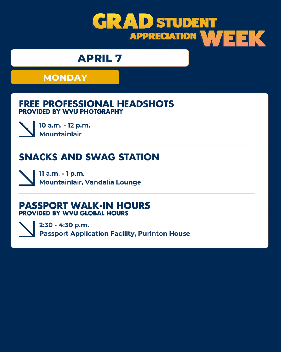 Get ready to kick off GSAW next Monday, April 7! 🎉
Find the full schedule and registration links here: graduateeducation.wvu.edu/news-and-event…