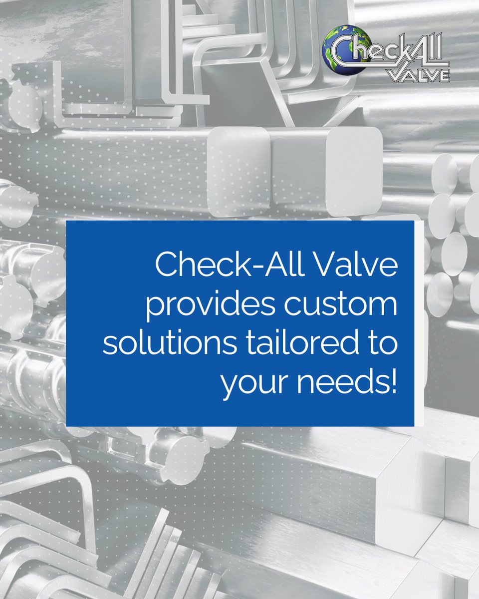 CheckAllValve's tweet image. Check-All Valve provides custom solutions tailored to your needs! Whether you need special materials, modifications, or private labeling, our additional services ensure you get the perfect fit for your application.

#CheckAllValves #CustomSolutions #FluidControl