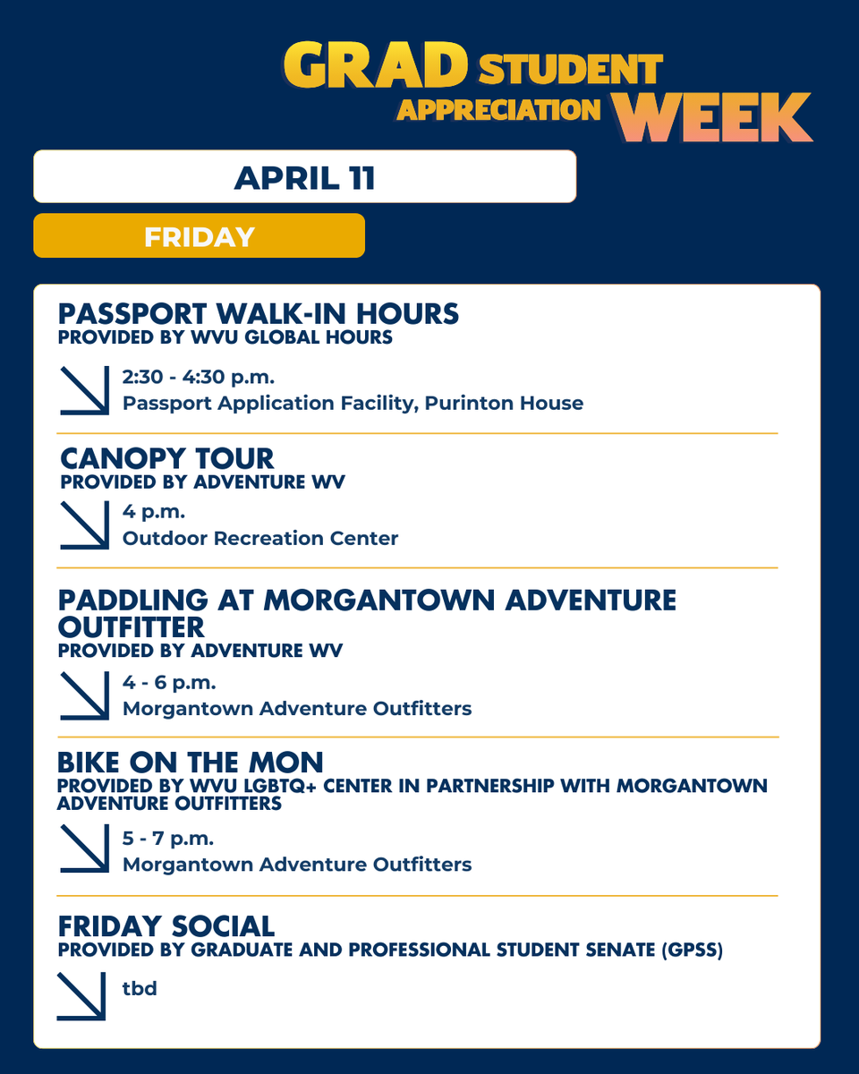 Don't miss the final day of GSAW - join us Friday, April 11! Find the full schedule and registration links here: graduateeducation.wvu.edu/news-and-event…