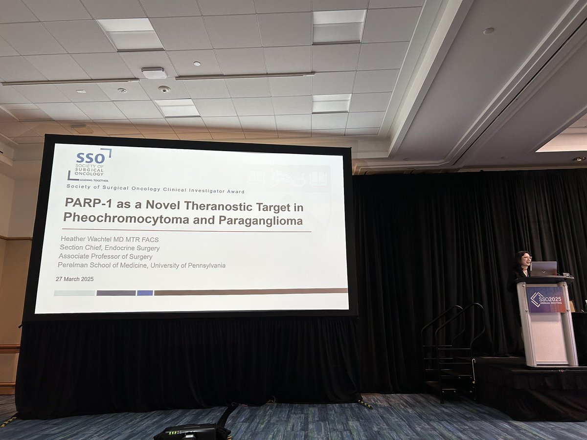 PennSurgery (@pennsurgery) on Twitter photo Endocrine Surgery Section Chief Heather Wachtel presenting her excellent work on PARP-1 as a novel theranostic marker in pheochromocytoma and paraganglioma for which she won the <a href="/SocSurgOnc/">Society of Surgical Oncology</a> Clinical Investigator Award in 2023. #SSO2025 Endocrine Surgery Section Chief Heather Wachtel presenting her excellent work on PARP-1 as a novel theranostic marker in pheochromocytoma and paraganglioma for which she won the <a href="/SocSurgOnc/">Society of Surgical Oncology</a> Clinical Investigator Award in 2023. #SSO2025