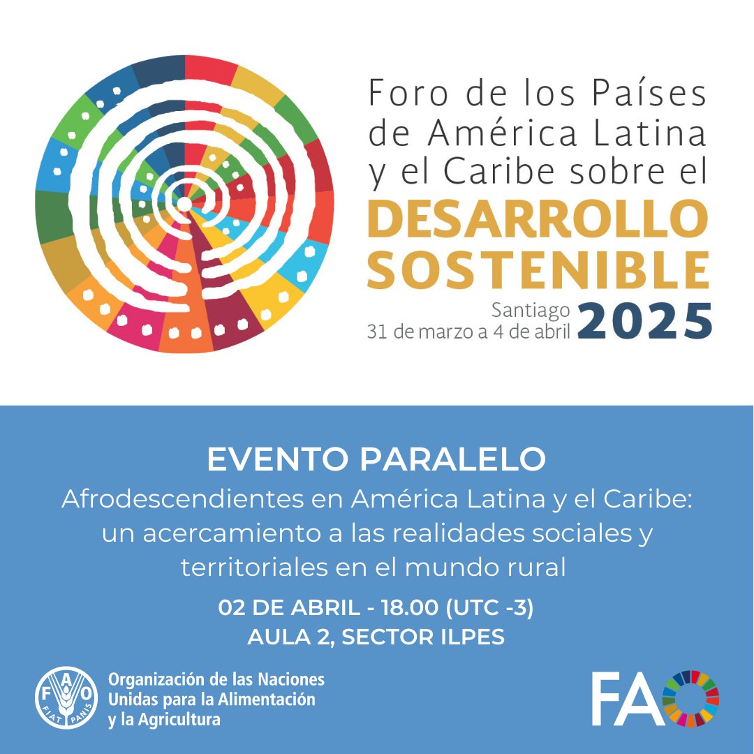 FAOAmericas's tweet image. 👩🏿‍👩🏿‍🦲 Realidades sociales y territoriales de comunidades afrodescendientes rurales: súmate al diálogo con la @FAO.

Regístrate 👉 [bit.ly/SideEventFAO5] #ForoALC2030 #ODS