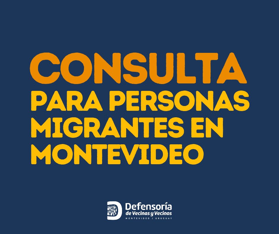 Si sos migrante, La defensoría te invita a compartir tu experiencia en el acceso a servicios públicos del estado uruguayo, por medio de la PLataforma de Participacion Ciudadana que <a href="/agesic/">Agesic</a> pone a disposición.

Entrá en …ataformaparticipacionciudadana.gub.uy/processes/defe…