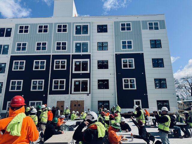 A beautiful day for the topping off ceremony at Poet Hill Residences, a 210-unit market-rate housing development located on Hemans Street in the Worcester. <a href="/CallahanInc/">Callahan Construction</a>, SMC Management Corp. <a href="/WBJournal/">Worcester Business Journal</a> <a href="/chamberworc/">Worcester Chamber</a>