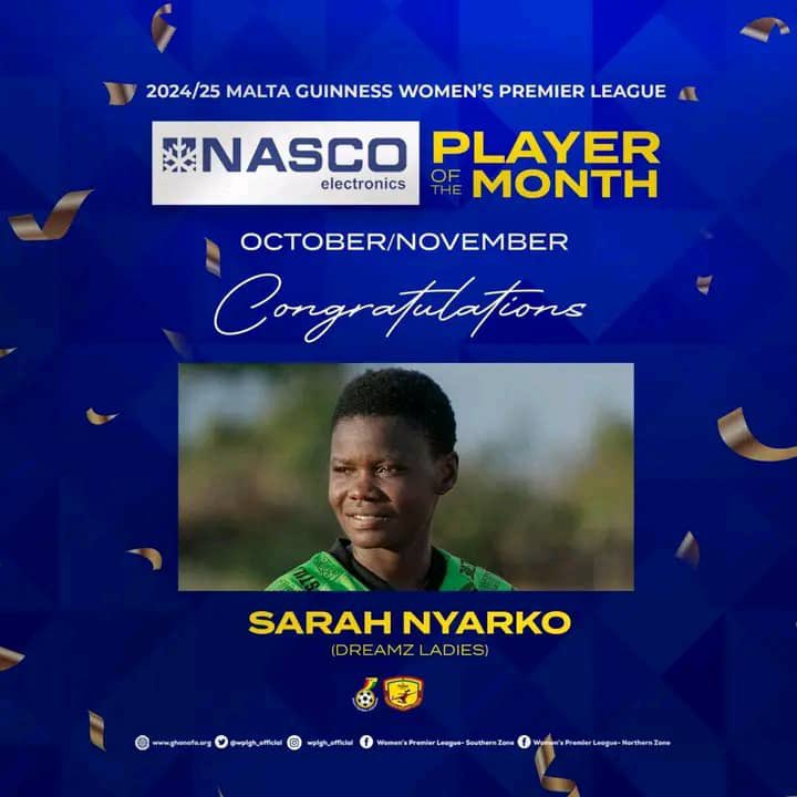 Congratulations Player of the Month

More to come Sarah 👏🏽

#TeamDreamz #DreamzDreamBig #WeDreamTogether #SheDidThat | #BringBackTheLove 🥰