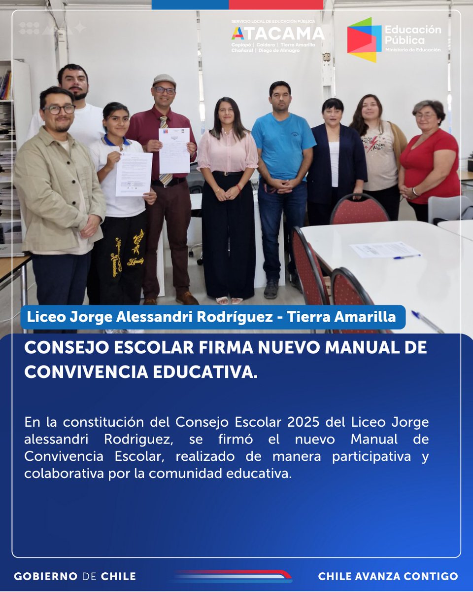 🏫Liceo Jorge Alessandri Rodríguez de Tierra Amarilla, presenta Plan de Convivencia Educativa en constitución de Consejo Escolar 2025

👏Excelente trabajo de la comunidad educativa; directivos, docentes, asistentes de la educación y estudiantes, trabajando por la sana convivencia