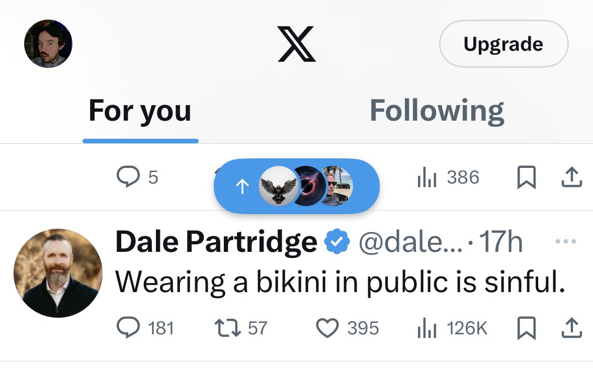 EVERY SINGLE TIME my X gets switched to For You it’s one of these self-loathing weirdos talking about women’s clothing or how empathy is sinful.

I guess I did it to myself arguing with them in the past 🤦🏻‍♂️😅