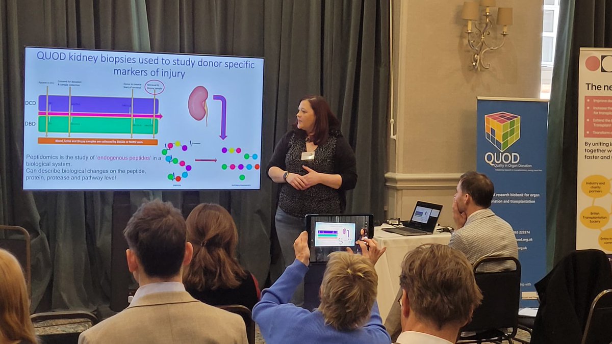 InQuod's tweet photo. Our session on how QUOD is supporting Higher education, chaired by Dr Luke A. Yates, showcasing 3 researchers, Rebecca Vaughan, David Baird, and Ioannis Michelakis, using #QUODbiobank samples.

@NHSBT @NDSurgicalSci @UniofOxford https://t.co/66TMxrCFtA