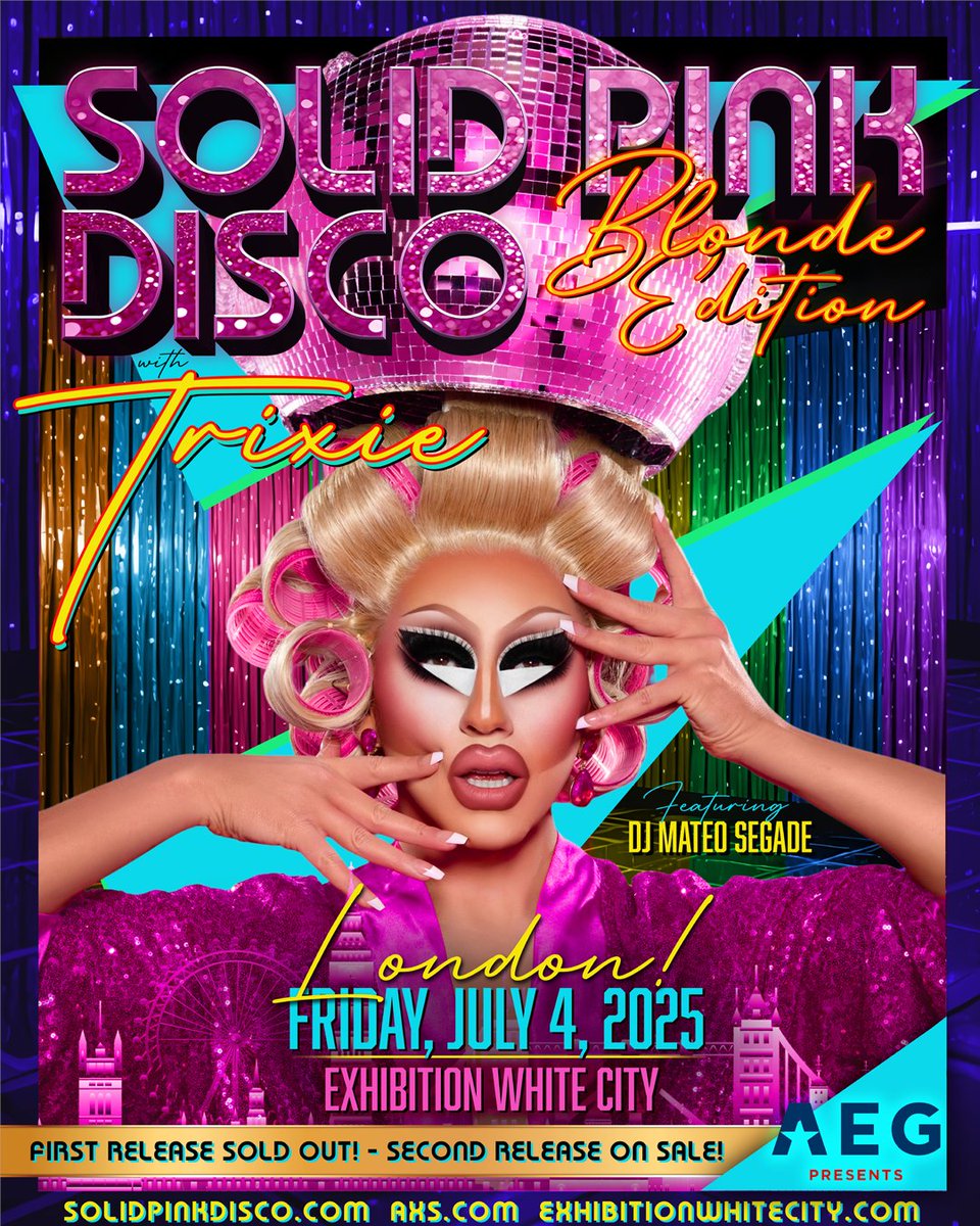 trixiemattel's tweet photo. London! Grab your tickets for Solid Pink Disco now!! https://t.co/eenvJRUYin #SolidPinkDisco ππͺ© https://t.co/CsKQbt7URq
