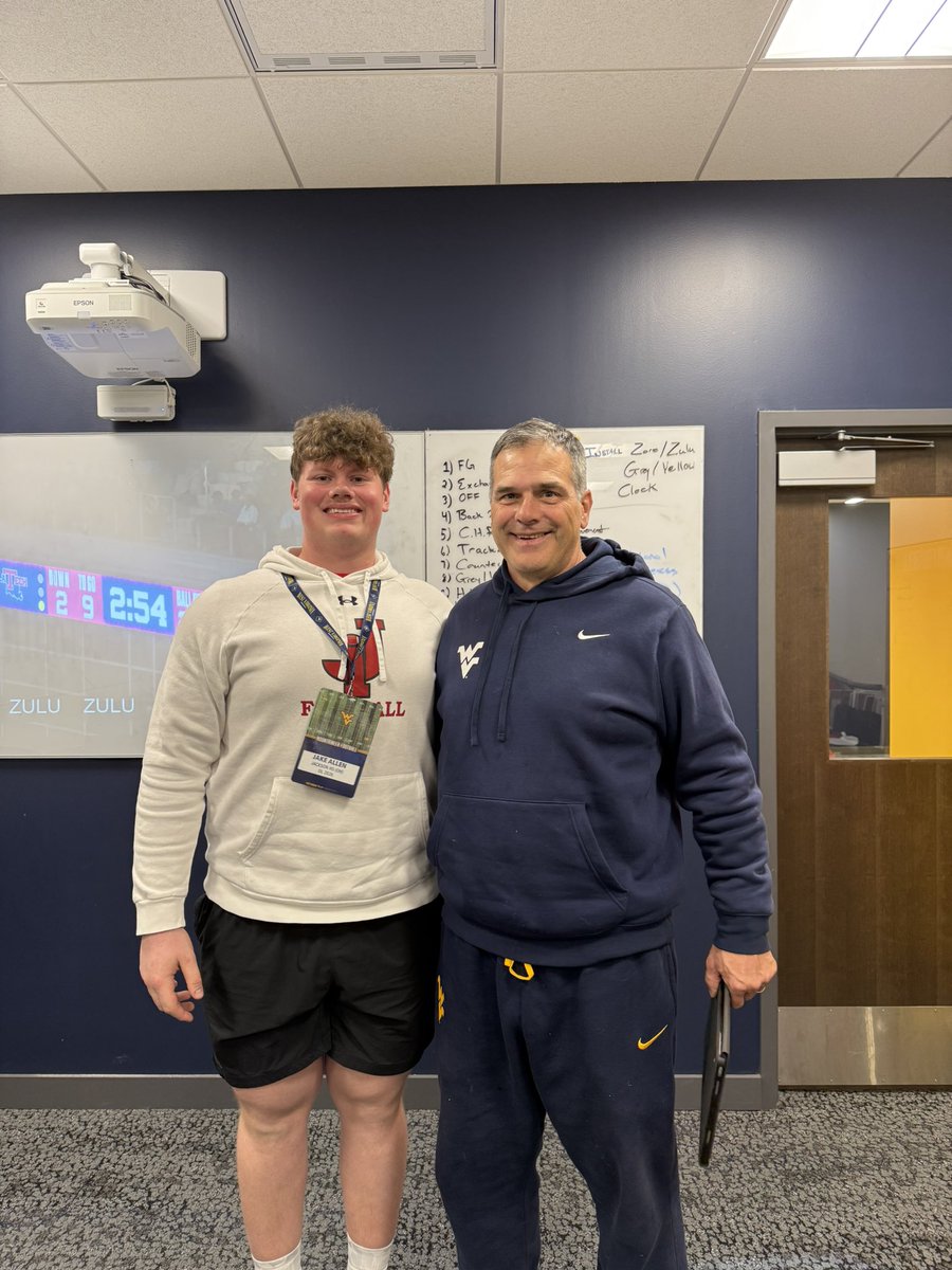 Jake Allen (@jakeallen2026) on Twitter photo Had a great time with <a href="/WVUfootball/">West Virginia Football</a> today!
Thanks for inviting me and having me out!!
<a href="/RealCoachRod/">Rich Rodriguez</a> <a href="/CoachBicknell/">Coach Bicknell</a> !!
<a href="/ironmenfb/">Jackson Ironmen Football</a> <a href="/WeightRoomCoach/">๐ช๐๐๐๐๐ง ๐ฅ๐ข๐ข๐ ๐๐ข๐๐๐</a> <a href="/apPrep/">apPrep HQ</a>
<a href="/DaleRodick/">Dale Rodick II</a> <a href="/thelinemanlab/">The Lineman Labโข๏ธ</a> Had a great time with <a href="/WVUfootball/">West Virginia Football</a> today!
Thanks for inviting me and having me out!!
<a href="/RealCoachRod/">Rich Rodriguez</a> <a href="/CoachBicknell/">Coach Bicknell</a> !!
<a href="/ironmenfb/">Jackson Ironmen Football</a> <a href="/WeightRoomCoach/">๐ช๐๐๐๐๐ง ๐ฅ๐ข๐ข๐ ๐๐ข๐๐๐</a> <a href="/apPrep/">apPrep HQ</a>
<a href="/DaleRodick/">Dale Rodick II</a> <a href="/thelinemanlab/">The Lineman Labโข๏ธ</a>