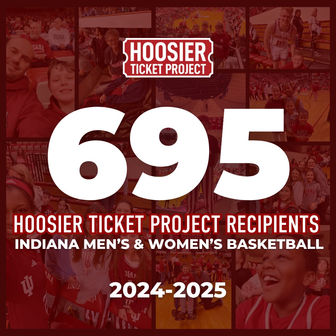 Hoosier Ticket Project (@hoosierproject) on Twitter photo We're excited to share that we had a record-setting year sending more fans than ever before to Assembly Hall this basketball season❗
695 recipients - 415 for <a href="/IndianaMBB/">Indiana Basketball</a> & 280 for <a href="/IndianaWBB/">Indiana Women’s Basketball</a>
Thank you to our donors for helping us make memories for hundreds of first-timers ❤ We're excited to share that we had a record-setting year sending more fans than ever before to Assembly Hall this basketball season❗
695 recipients - 415 for <a href="/IndianaMBB/">Indiana Basketball</a> & 280 for <a href="/IndianaWBB/">Indiana Women’s Basketball</a>
Thank you to our donors for helping us make memories for hundreds of first-timers ❤