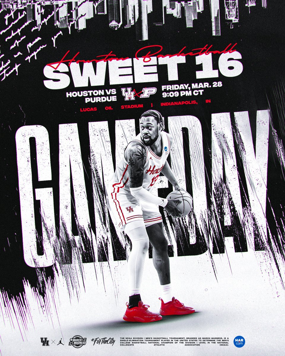 Houston Men's Hoops 🏀 🐾 (@uhcougarmbk) on Twitter photo IT'S 🏀 #MarchMadness GAME DAY in INDIANAPOLIS 🐾
presented by <a href="/HARMembers/">HAR.com</a>
🏀 vs Purdue
🕘 9:09 pm CT
📍 <a href="/LucasOilStadium/">Lucas Oil Stadium</a>
🔗 linktr.ee/uhcougarmbk
📺 <a href="/TBSNetwork/">TBS Network</a> | <a href="/truTV/">truTV</a>
📻 <a href="/KPRCradio/">KPRC AM 950</a> 950 AM | <a href="/varsity/">Varsity</a> | <a href="/westwood1sports/">Westwood One Sports</a>
📊 March Madness Live
#ForTheCity x #GoCoogs IT'S 🏀 #MarchMadness GAME DAY in INDIANAPOLIS 🐾
presented by <a href="/HARMembers/">HAR.com</a>
🏀 vs Purdue
🕘 9:09 pm CT
📍 <a href="/LucasOilStadium/">Lucas Oil Stadium</a>
🔗 linktr.ee/uhcougarmbk
📺 <a href="/TBSNetwork/">TBS Network</a> | <a href="/truTV/">truTV</a>
📻 <a href="/KPRCradio/">KPRC AM 950</a> 950 AM | <a href="/varsity/">Varsity</a> | <a href="/westwood1sports/">Westwood One Sports</a>
📊 March Madness Live
#ForTheCity x #GoCoogs