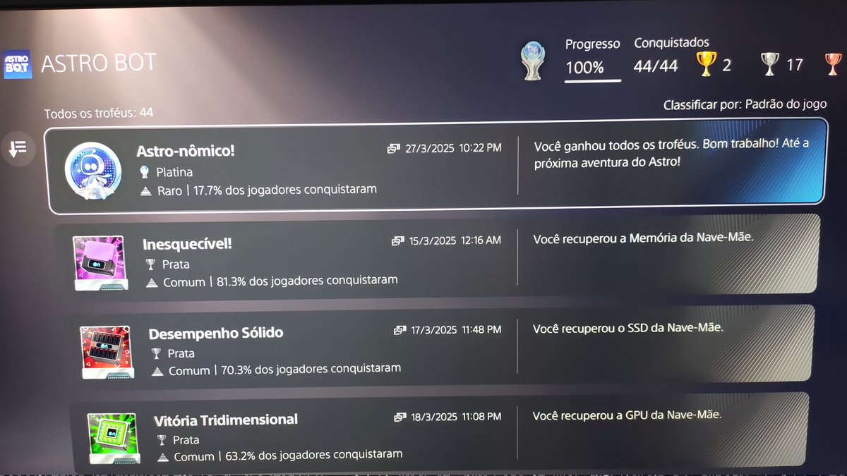 Astro goty platinado, ótimo jogo 😉