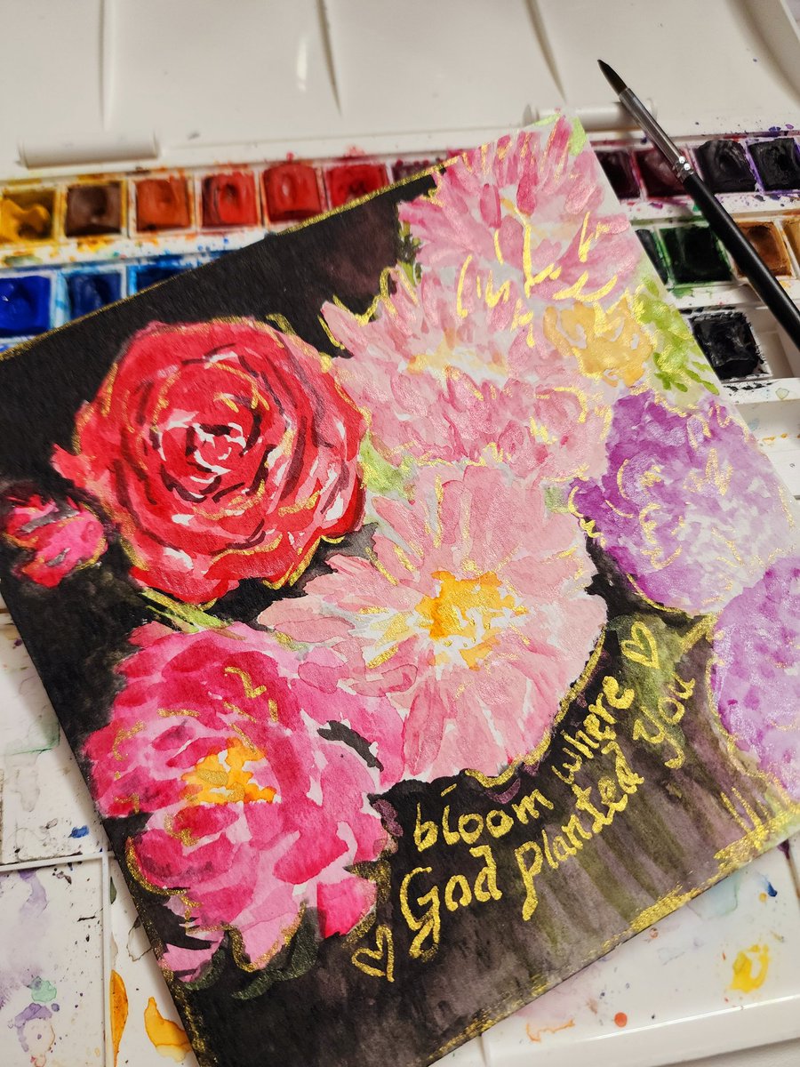 Don't look at others. Don't compare. If you trust in God, you are planted exactly where God wanted you to be. His plans for your life are good. Bloom, thrive, and spread His  fragrance. 

#bloom #thrive #inGodsGarden #watercolor #inapiredart #irlart #floralpainting #godisgood