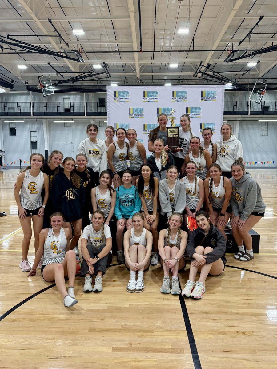 For the THIRD YEAR IN A ROW, the Clear Lake Lions are your North Iowa Indoor Track and Field Champions! 💛🖤🦁 #iahstf #lakefast #lionstrong