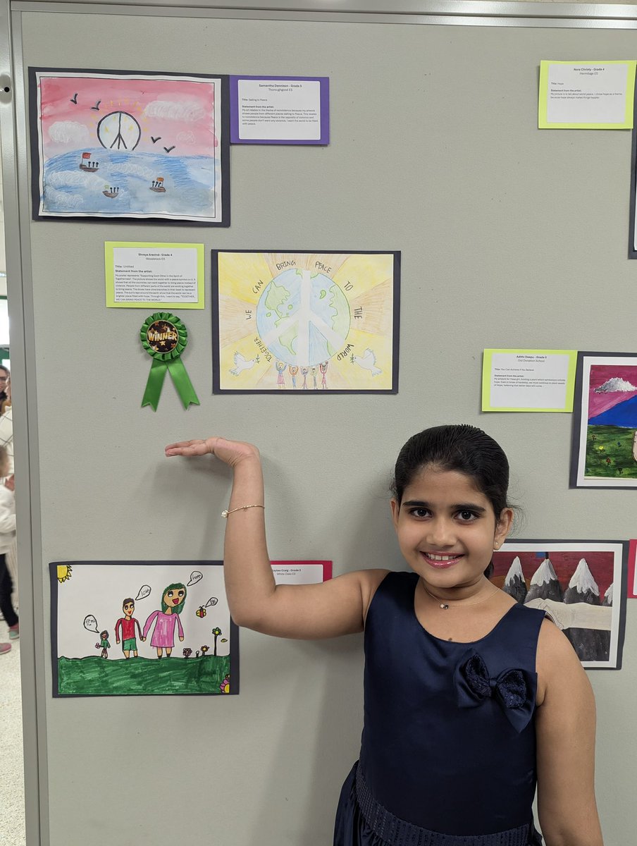 So proud of this fourth grade <a href="/WoodchuckWorld/">WoodchuckWorld</a> student for using her talents to inspire peace! Congratulations Shreya! We were honored to celebrate you and your win at the Art of Humanity Art Extravaganza.
