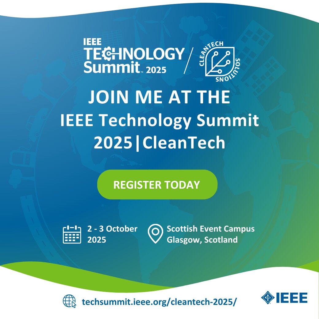 ieeeregion9's tweet image. 💡 CleanTech Solutions is a multi-disciplinary industry-focused event to showcase the best of the best content from across the organization and beyond.

➡️ techsummit.ieee.org/cleantech-2025/

#ieeer9 #technologysummit #cleantech #industry #climatechange #Sustainability #energystorage