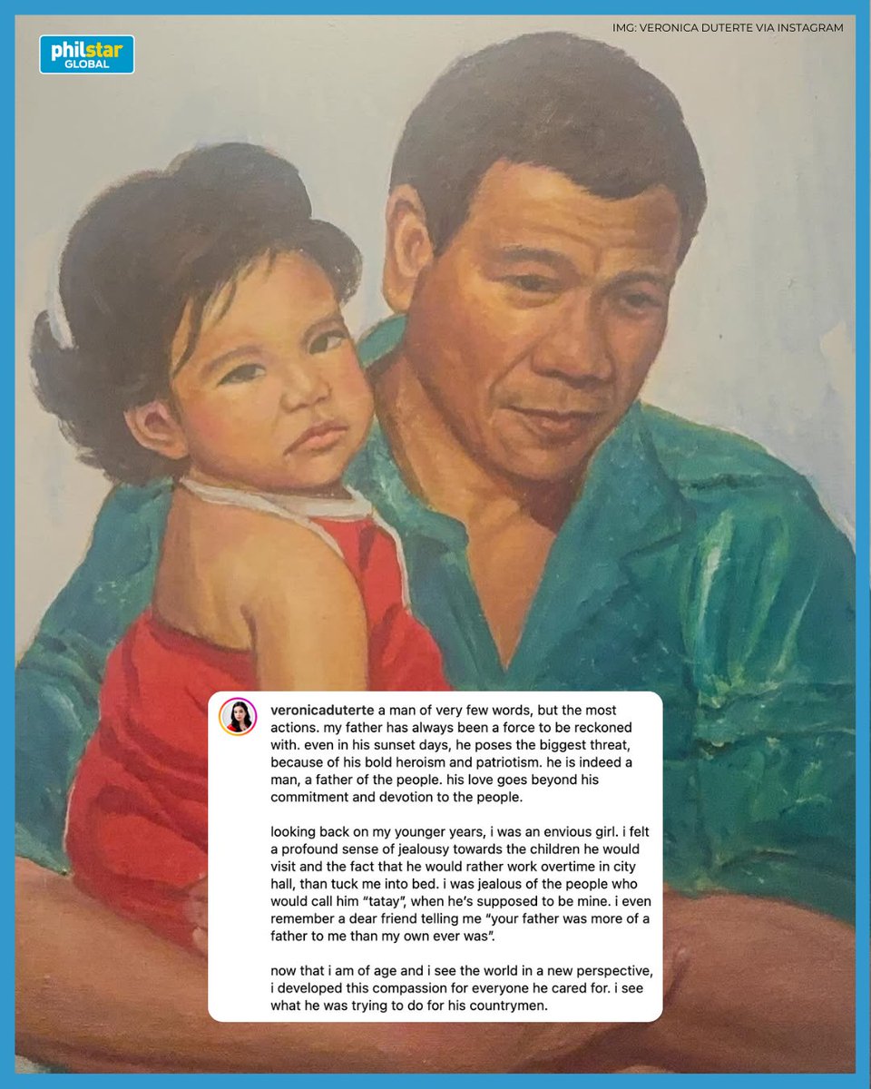 'WE WILL MAKE CERTAIN THAT HIS LEGACY LIVES ON'

Veronica "Kitty" Duterte, daughter of ex-President Rodrigo Duterte, took to Instagram to greet her father, who is celebrating his 80th birthday in The Hague, Netherlands.

"You have brought us this far and you are the reason for