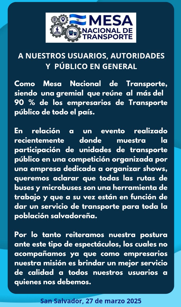 Mesa Nacional De Transporte tweet media