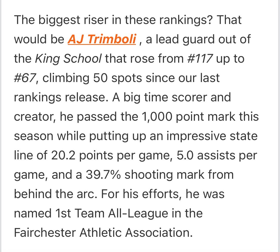 AjTrimboli's tweet image. Top stock riser in New England!! (Now top 70) @PHNewEngland @RecruitTheBronx @NERRHoops @douglasrscott @kingschoolbball @NEPrepBB @MTRIMBOLI13 @tjtrimboli