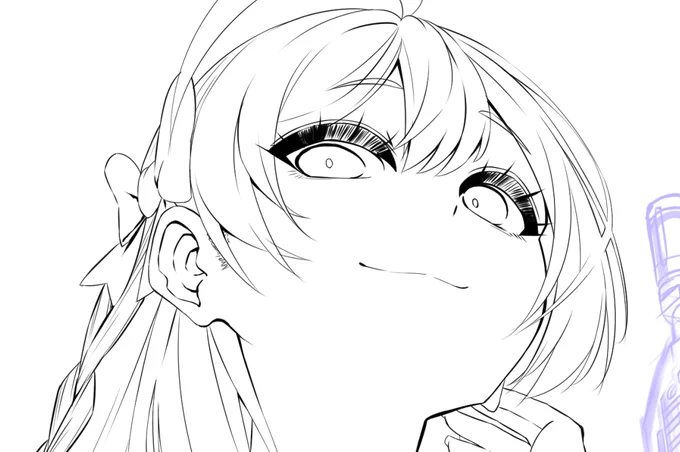 この角度の顔可愛く描くのいつも結構四苦八苦してるけどデッサン人形先輩のおかげで楽勝だわ 