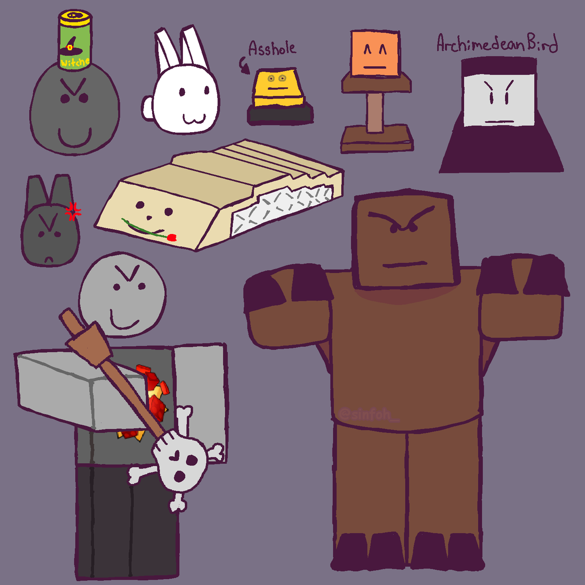 sinfoh_'s tweet image. some creatures (and minstrel bloxxer) from #dreamgame im particularly fond of