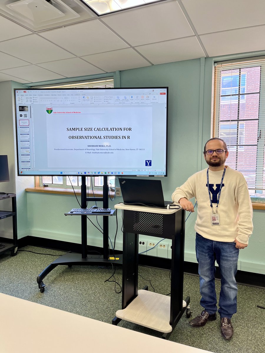 Dr. Shubham Misra 🧠⚛️🇮🇳🇺🇸 (@shubham_neuro) on Twitter photo Took a class on “Sample Size Calculation for Observational Studies in R” at <a href="/YaleMed/">Yale School of Medicine</a>.
A fruitful experience. Extremely useful for designing robust studies and avoiding under/overpowered analysis.
<a href="/Yale/">Yale University</a> <a href="/PhDVoice/">PhD Voice - Independently Run</a> #AcademicChatter #DataScience #PostDoc Took a class on “Sample Size Calculation for Observational Studies in R” at <a href="/YaleMed/">Yale School of Medicine</a>.
A fruitful experience. Extremely useful for designing robust studies and avoiding under/overpowered analysis.
<a href="/Yale/">Yale University</a> <a href="/PhDVoice/">PhD Voice - Independently Run</a> #AcademicChatter #DataScience #PostDoc