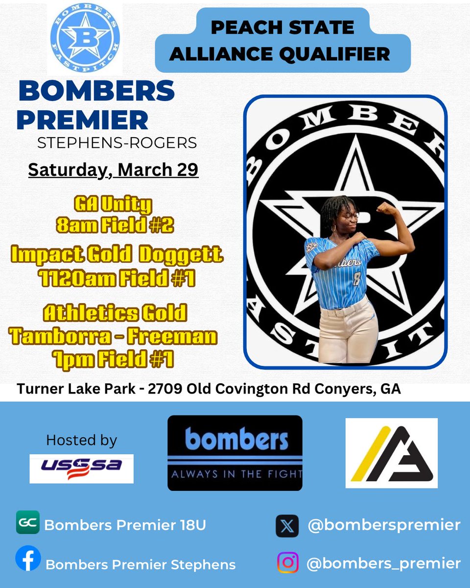 Bombers back in action this Saturday at the Peach State Alliance National Qualifier. Bracket play immediately following pool games. Join us!!

#bombernation 
#LeaveNoDoubt